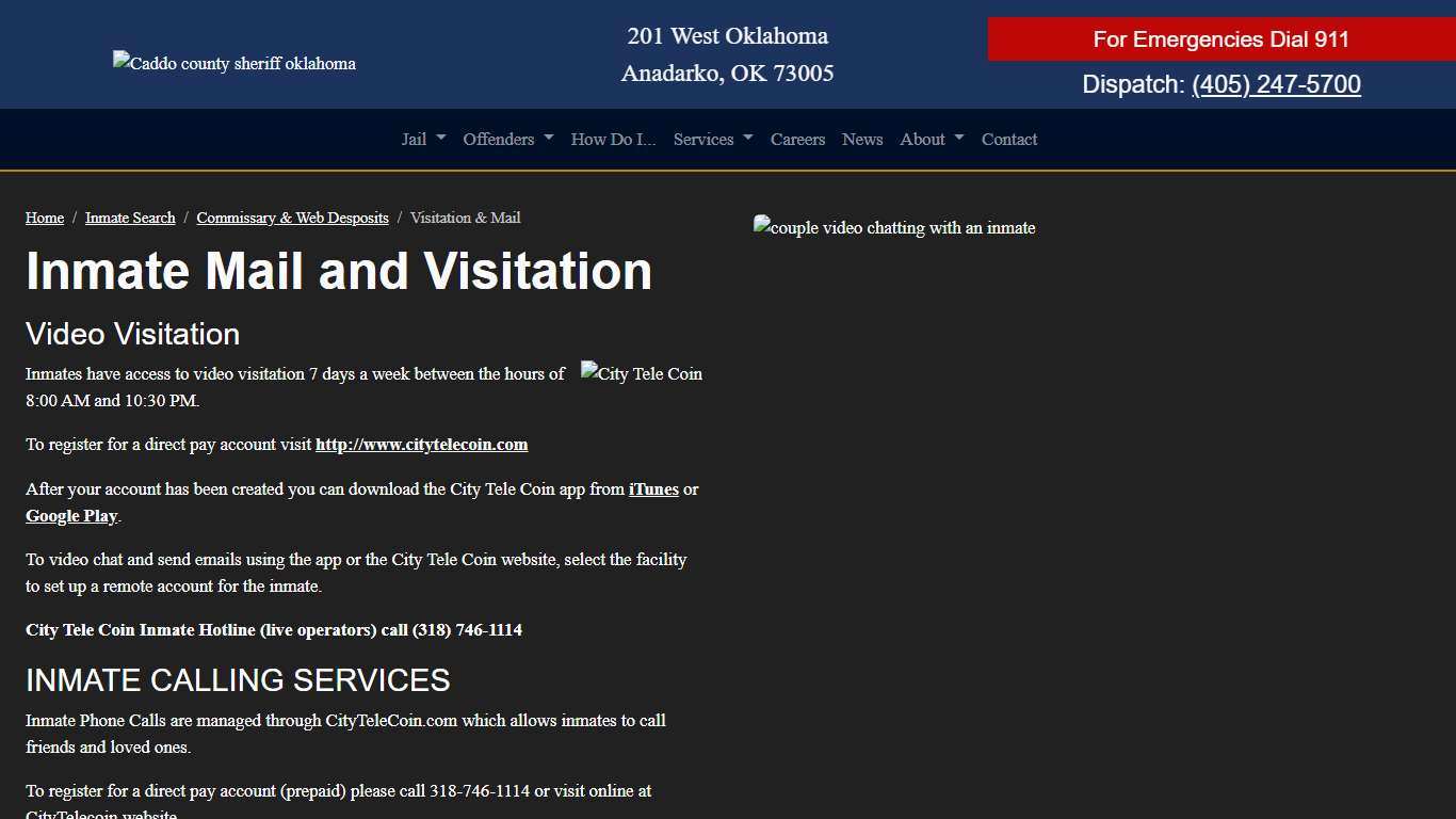 Inmate Mail and Visitation Caddo County Sheriff's Office